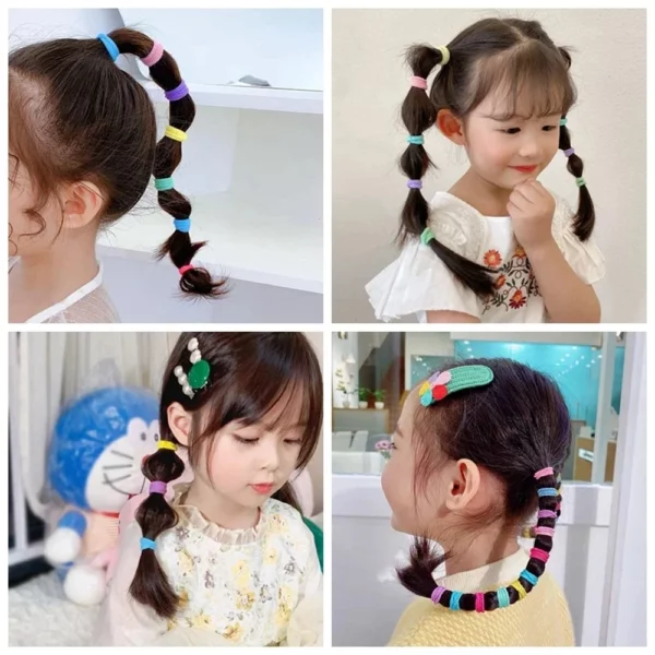 20 pçs 50 pçs 100 pçs colorido básico náilon elástico laços de cabelo para meninas. - Image 2