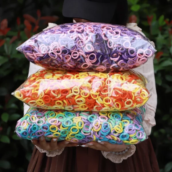 20 pçs 50 pçs 100 pçs colorido básico náilon elástico laços de cabelo para meninas. - Image 4